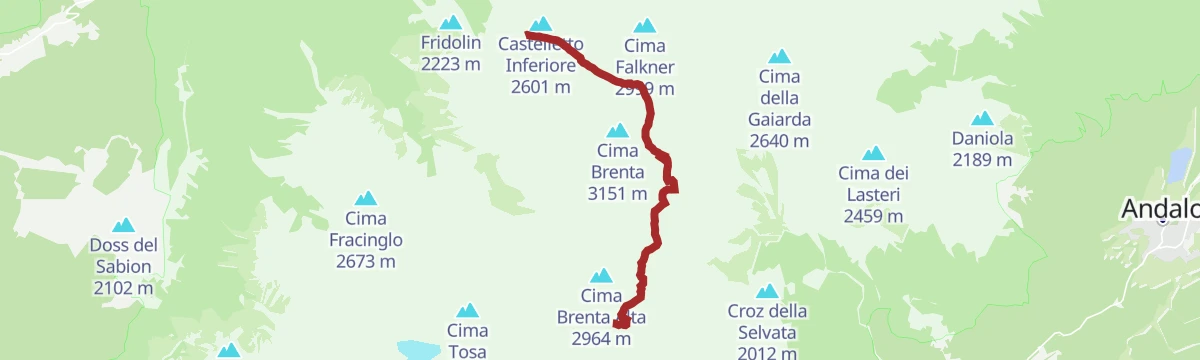 Route map: Via Ferrata Osvaldo Orsi, Brenta Dolomites
